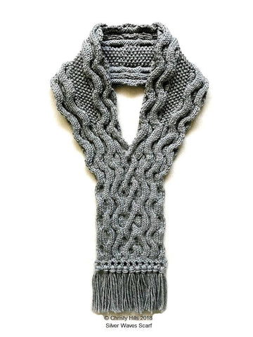 Silver Waves Scarf ( Cowl / Stay On / Cable Scarf Knitting Pattern )