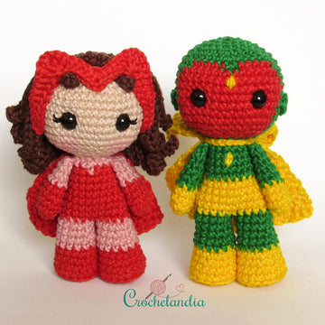 Wanda (Scarlet Witch) and Vision amigurumi dolls - crochet patterns by Crochelandia