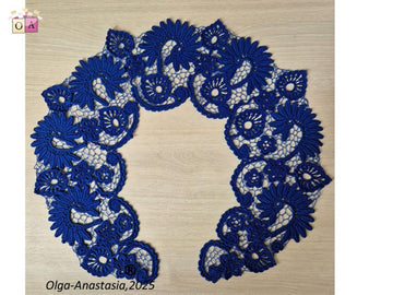 Antique Blue Irish Lace Collar