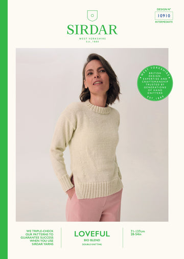 Mushroom Gill Hem Sweater in Sirdar Loveful 100% Bio Blend - 10910 - Downloadable PDF