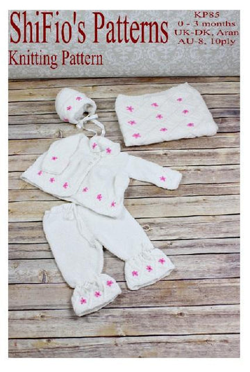 Knitting Pattern baby jacket, hat, leggings blanket/afghan #85