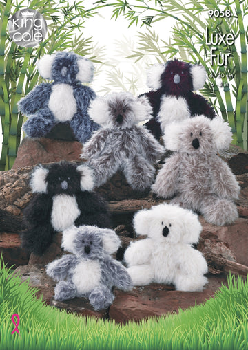 Luxe Fur Koala in King Cole Lux Fur and Big Value Aran - 9058 - Downloadable PDF