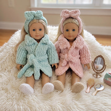 Doll Robe Spa Set Crochet Pattern – Spa Bathrobe Outfit For 18Inch Dolls