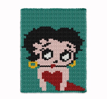 Betty Boop - Chunky Blanket - Hand Finger Knitting Pattern - Knit Kids Color work afghan