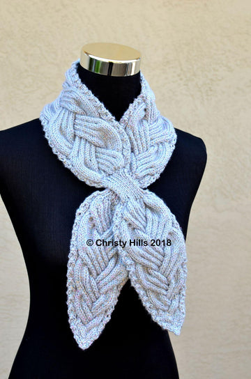 Charming Cable Scarf (Keyhole / Ascot / Pull-Through / Vintage / Stay On / Scarf Knitting Pattern)