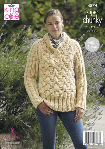 Jacket & Sweater in King Cole Big Value Super Chunky - 4874 - Downloadable PDF