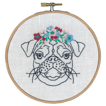 Permin Dog with Flower Embroidery Kit