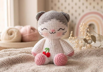 Kawaii Cat with cherry Crochet Pattern