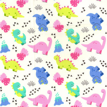 Rose & Hubble Cotton Poplin Printed - Dinosaurs Ivory