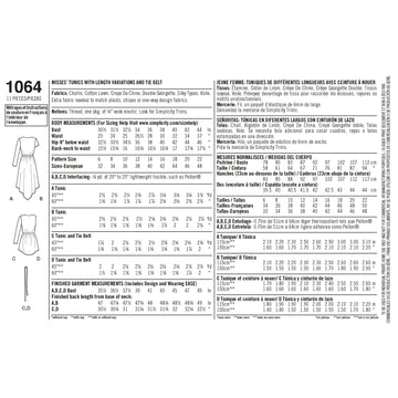 Simplicity Women's Tunics 1064 - Sewing Pattern