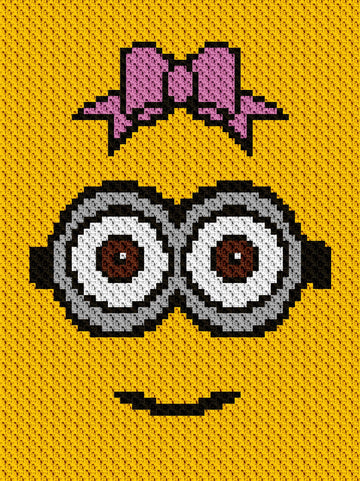 C2C Minion with a bow Baby Girl Stroller Blanket Corner to Corner Crochet Pattern