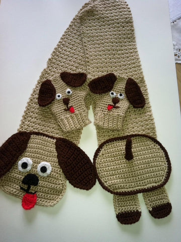 Hot-Doggie Scarf & Mittens 12-065