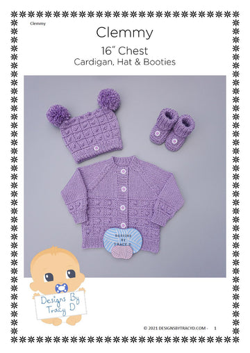 Clemmy Baby Cardigan Knitting pattern newborn