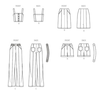 Simplicity Misses' Top, Skirt, Pants and Shorts S9755 - Sewing Pattern