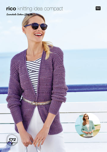 Cardigans in Rico Essentials Cotton Glitz DK - 572 - Leaflet
