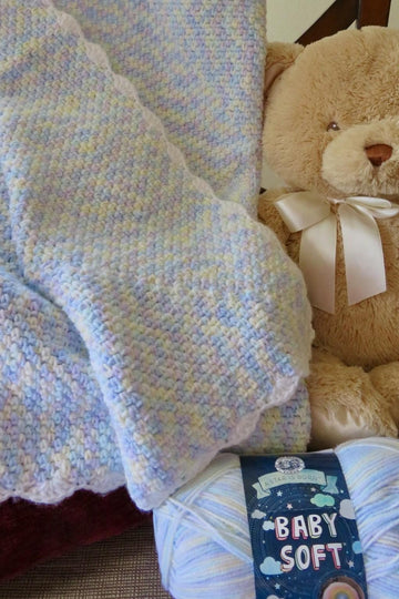 Morning Whispers Baby Blanket- Lion Brand Baby Soft (DK Weight - Beginner Friendly)