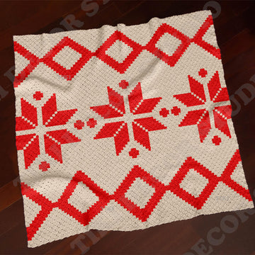 Christmas Blanket X-Mas Ornament Throw Red Graphgan C2C CROCHET PATTERN