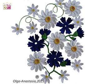 Bouquet with cornflowers and daisies crochet