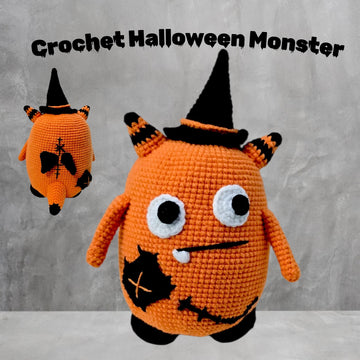Crochet Halloween Monster Amigurumi Pattern - Pumpkin Witch Monster Low Sew Toy