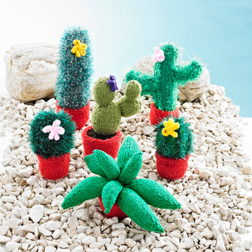 Toy Cacti in King Cole Tinsel and DK - 9136 - Downloadable PDF