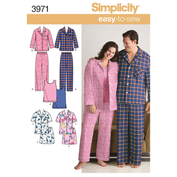Simplicity Women's & Men's Plus Size Sleepwear 3971 - Sewing Pattern