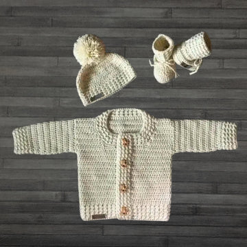 Grayson Baby Cardigan Hat and Booties Set