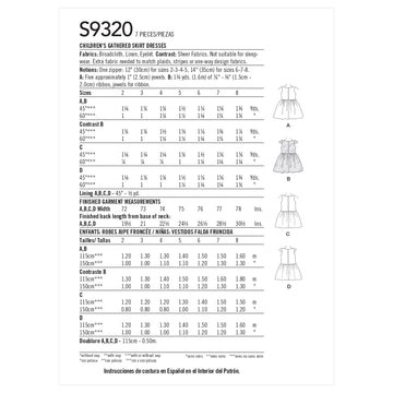 Simplicity Children's Gathered Skirt Dresses S9320 - Sewing Pattern