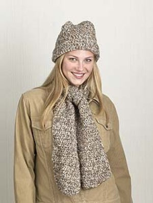 One-Skein Hat & Scarf in Lion Brand Homespun - 30144-K