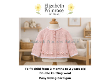 Posy Swing Cardigan Knitting Pattern with Bobble Flowers (3m–2y) – Elizabeth Primrose Patterns P50