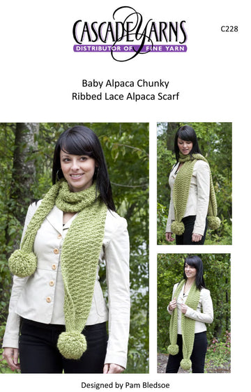 Ribbed Lace Scarf in Cascade Baby Alpaca Chunky - C228