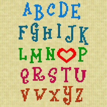 Alphabet with Heart Knitting Chart