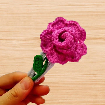 Crochet 3D Flower Hair Clip Pattern – PDF + Video Tutorial (English)