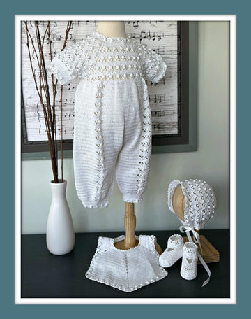 Baby Boy Christening Set Popcorn Stitch