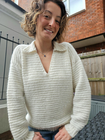 Collared V neck sweater