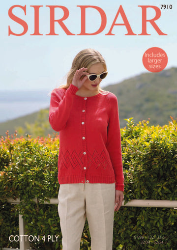 Cardigan in Sirdar Cotton 4 Ply - 7910 - Downloadable PDF