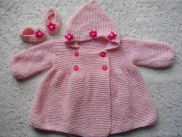 17. Double Breasted Hooded Baby Coat & Shoes