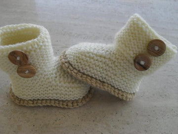 Baby Cream And Tan Booties Knitting Pattern