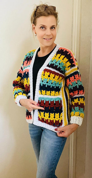 KALEIDOSCOPE KITTY SQUARES CARDIGAN