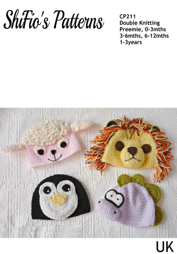 Crochet Pattern baby child animal hats #211