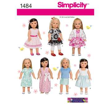 Simplicity 18in Doll Clothes 1484 - Paper Pattern, Size OS (ONE SIZE)