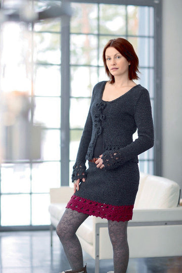 Damenjacke und Minirock mit Häkelbordüren in Schachenmayr Merino Extrafine 85 - S7042 - Downloadable PDF