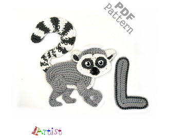 Crochet Animal Alphabet L Lemur pattern