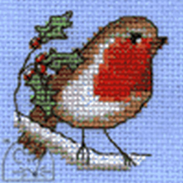 Mouseloft Robin Christmas Card Cross Stitch Kit - 6cm x 6cm