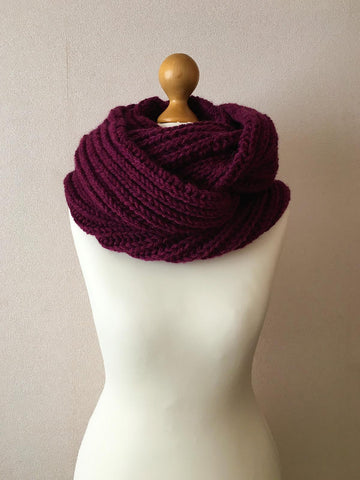 Purple Ribbed Infinity Scarf