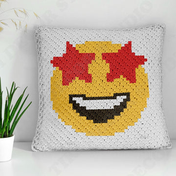 Mini C2C Emoji Like Stars Pillow 42x42 Squares Crochet Pattern PDF