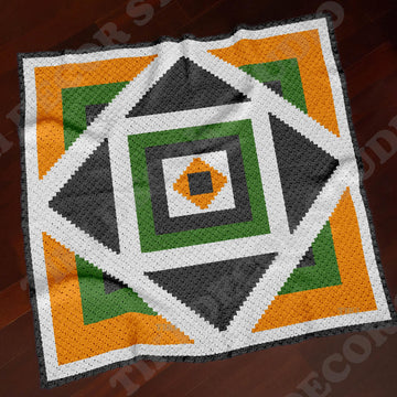 Kaleidoscope Blanket C2C CROCHET PATTERN 53×53 inches Colorwork Mosaic Afghan