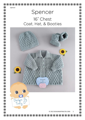 Spencer Unisex matinee coat 16" chest size newborn