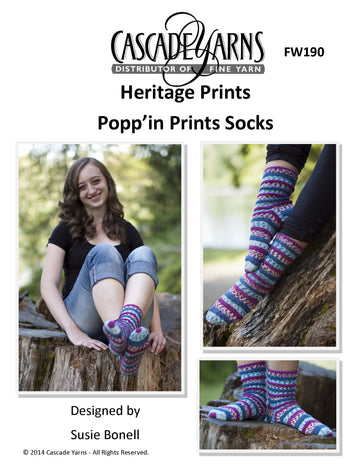 Popp'in Prints Socks in Cascade Yarns Heritage Prints - FW190 - Downloadable PDF