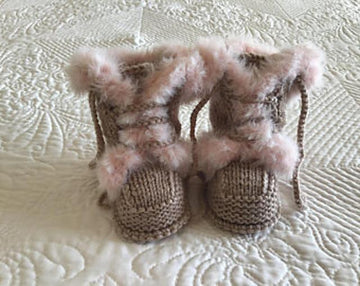 Baby Brown Fur Trim Booties