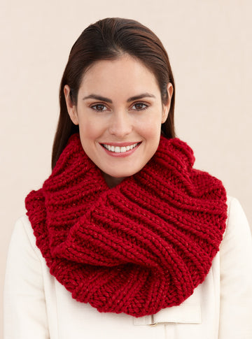 Ribbed Cowl in Lion Brand Wool-Ease Thick & Quick - L20135